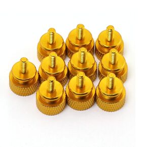 10pcs #6-32x6mm Desktop Computer PC Case Chassis Thumb Screws M3.5 Tool-Less Adjustment Colorful Aluminum Alloy Knurled Thumbscrew Gold
