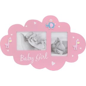 Maturi Wood Photo Frame, Baby Girl Cloud, Pink, 15.7" x 10.2", Christening Newborn Gift