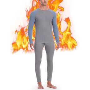 Mens Thermal Underwear Set - Fleece Lined Long Johns Thermals Top and Bottom Base Layer for Cold Weather Winter Ski