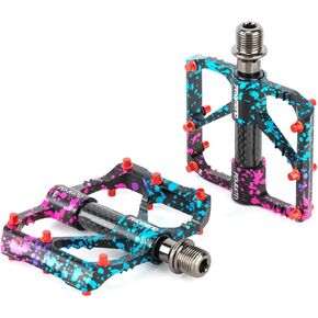 Road Bike Pedals - Aluminum Alloy with Carbon Fiber Tube, Triple Bearing, Lightweight, Standard 9/16" Size