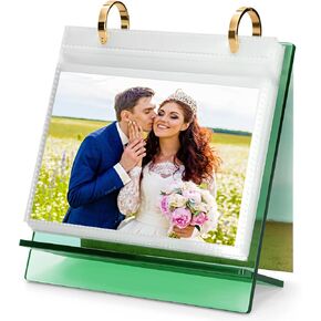 ZEEYUAN 4x6 Desktop Flip Photo Album on Stand Acrylic Picture Frame Holds 60 Pictures, 4x6 Standing Photo Album Double Side Display Gifts for Thanksgiving Christmas Valentines