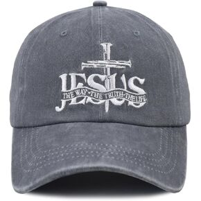Christian Jesus Hat for Men Women, Adjustable Embroidered Cotton The Way The Truth The Life Baseball Cap