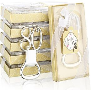 24 Pcs Silver Bottle Opener Set Birthday Party Favors for Guests with for You Tags, Wine Beer Opener Birthday Wedding Party Decorations Anniversaries Souvenirs Keepsake Gift (60th)