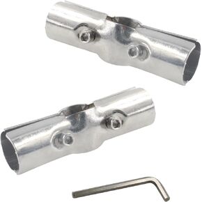 2Pcs OD 1"(25MM) T Pipe Clamp, Structural Pipe Connector 2 Way Joint Pipe Fitting, Stainless Steel End Clamps for Panel Pipe T Clamps Chain Link Fence Parts, Silver