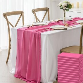 12 pack Chiffon Table Runner 14x108 Inch Long 9ft Sheer Table Runners for Party Romantic Wedding Bridal Shower Fall Decorations-Rust