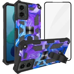 Ailiber for Motorola Moto G Stylus 5G 2024 Case with Kickstand, with Screen Protector, for Magnetic Car Mount, Heavy Duty Shockproof Protective Cover for Motorola G Stylus 2024 5G-Purple Blue