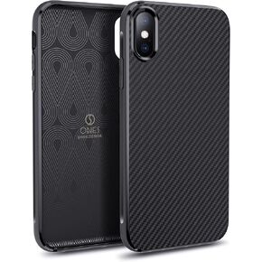 حافظة ONES رفيعة للغاية لهاتف iPhone Xs Max · نسيج من ألياف الكربون [منع بصمات الأصابع] [حماية الكاميرا والشاشة] [امتصاص الصدمات] [غير قابل للانزلاق] · غطاء خفيف الوزن أسود