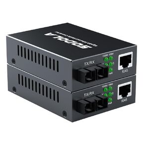 Gigabit MultiMode Fiber to Ethernet Media Converter, MMF Dual SC Fiber to Ethernet Copper RJ45 Converter for 10/100/1000Base-Tx to 1000Base-SX, up to 550-m, Pack of 2