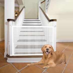 Cupount Dog Gate for Stairs - Pet Gate Indoor Safety Mesh Dog Gates for Doorways (Black, 30" H x 41" W)