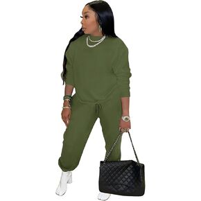 AUXDIO Women 2 Piece Outfits Tracksuit Pullover Long Sleeve Crewneck Sweatshirt Lounge Sets Long Sweatpants with Pockets
