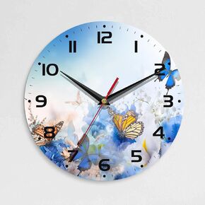 Wall Clock, 10 Inch Silent Non-Ticking Home Kitchen Decor, Battery Operated for Bathroom Bedroom Living Room Office(Red Roses)