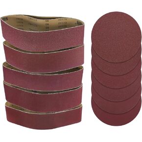 HARFINGTON 10pcs 4 x 36" Sanding Belts 2pcs Each of 80/120/150/240/400 Grit Ceramic Belt Sander Paper with No-Hole Self Stick Oxide Sanding Disc Paper 80/100/120/180/240/400 Grit