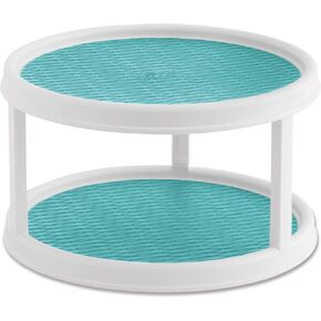 Copco Non-Skid Turntable, 2-Tier, 12-Inch, Durable & Easy Clean, White/Gray