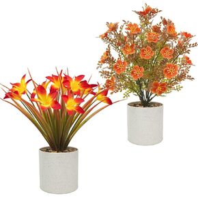 4Pcs Fall Table Decor, Artificial Potted Fall Eucalyptus Plants Small Fall Greenery Plants in Pot for Autumn Home Indoor Outdoor Thanksgiving Centerpieces Shelf Tiered Tray Decor