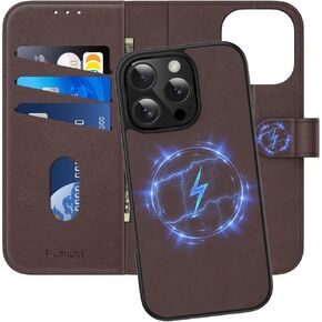 Compatible with iPhone 16 Pro Max Genuine Leather Wallet Case,Detachable 2 in 1 Wallet-RFID Blocking Magnetic with Card Holder Kickstand Compatible with MagSafe and Wireless Charging (Black)