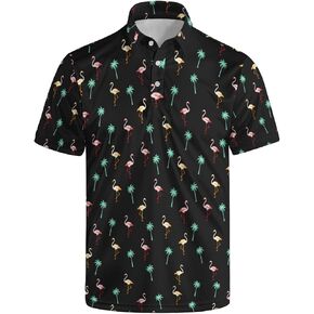 Funny Golf Shirts for Men American Flag Polo Shirts Short Sleeve Fun Polo Golf Funny Shirts
