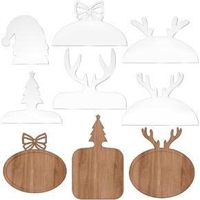 AHANDMAKER 6Pcs Acrylic Router Template, Christmas Theme Transparent Template Christmas Stencils Guide Tool Cutting Board Templates for Woodworking Craft Supplies(Bowknot, Deer, Tree, Santa Claus)