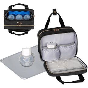 Wearable Breast Pump Bag with Cooler Compatible with Momcozy M5/S12 Pro, Elvie & Medela Pump in Style, Portable Pump Carrying Case with a Waterproof Mat for Work and Travel
