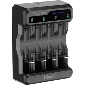 Hixon 1.5V Rechargeable AA Batteries 4 Count 3500mWh AA Rechargeable Lithium Batteries with 2H Voice Battery Charger, Long Lasting and Constant Voltage Output for Controllers, Toys, Microphones