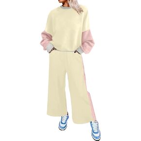SHEWIN Women's 2 Piece Lounge Sets For Women Casual Long Sleeve Tops and Wide Leg Pants Matching Set