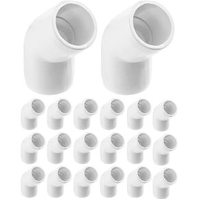 QWORK 45 درجة 2 طريقة تركيب الكوع PVC، درجة الأثاث، مقاس 1 بوصة، أبيض (عبوة من 20) - مثالي لبناء الأثاث والهياكل البلاستيكية in Kuwait
