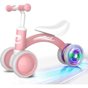 Colorful Lighting Baby Balance Bike Toys for 1 Year Old Girl Gifts, 10-36 Month Toddler Balance Bike, No Pedal 4 Silence Wheels & Soft Seat Pre-School First Riding on Toys, 1st Birthday Gifts.