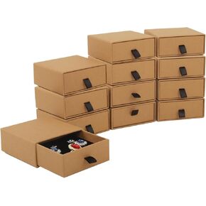 Nsmykhg Jewelry Gift Box Velvet-Lined,12 Pack Compact Drawer Style for Earrings & Rings, Necklace & Bracelet Organizer, 3.93x3.93x1.65 Inches, Stackable Elegant Jewelry Display & Storage Box (Orange)