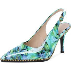 Joseywade Slingback Heels Women's Pointed Toe Stilettos High Heel Pumps Gold Beaded Dress Shoes