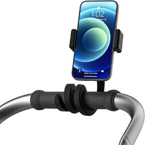 Portable Stroller Phone Holder Mount for Baby and Parent to One Hand Operation - Flexible Phone Holder for Stroller with Angle Adjustable Stroller Phone Mount Fits Most 3.5" - 7.5" Cellphones