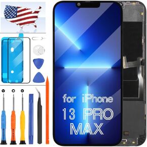for iPhone 13 Pro Max LCD Screen Replacement 6.7 inch for iPhone 13 Pro Max A2643, A2484, A2641, A2644, A2645 Touch LCD Display Digitizer Touch Screen Assembly with Tools and Tempered Glass