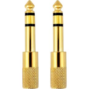 2pcs Headphone Adapter Audio Jack Adapter 6.35mm (1/4") Male to 3.5mm (1/8") Female Stereo Plug Converter for Digital Piano, Keyboard, Electric Guitar (Gold)