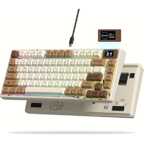 Womier SK80 75% Percent Keyboard with Color Multimedia Display Mechanical Gaming Keyboard Topographic, Hot Swappable Gasket Mount RGB Creamy Key Board Pre-lubed POM Switch for Mac/Win,White
