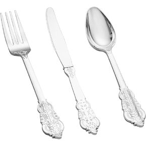 BUCLA 600 Pieces Gold Plastic Silverware - Disposable Gold Utensils - Heavyweight Plastic Cutlery set- 200 Forks, 200 Spoons, 200 Knives
