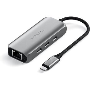 Satechi USB C Ethernet Adapter 2.5 Gigabit, 4 in 1 USB C Network Adapter Ethernet with Enhanced Speed and 3 USB C 3.2 Ports, USB C Adapter for Mac, iPad, Windows, Android, Chrome
