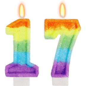 Rainbow Candles for Birthday Cakes, Rainbow Unicorn Candles Cake Decorations, Unicorn Theme Party Supplies 5th Number Candle (Number 5)