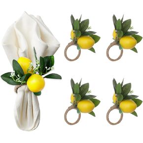 IUIBMI Lemon Napkin Rings Set of 6, Yellow Faux Lemon Napkin Ring Holder Fruit Napkin Holder Rings for Spring Summer Wedding Banquet Birthday Holiday Thanksgiving Christmas Party Dinner Table Decor