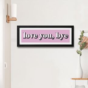 Wood Love You Bye Sign for Boho Farmhouse Home Living Room, Hallway, Entryway Wall Decor, 16" x 6" (Dark Grey)