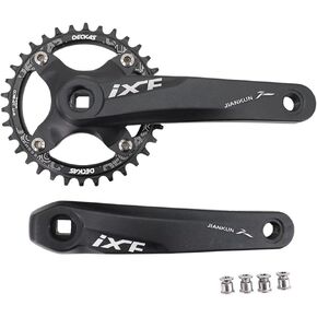 DJC MTB Crankset Square Tapered Hole 104BCD with Chainring 32 34 36 38T 170mm 175mm Bike Crankset Aluminum Black red