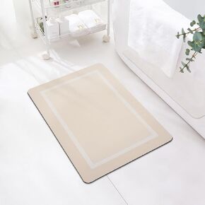 FRESHMINT Bohemian Bath Mat Soft Boho Bathroom Mat Non-Slip Quick Dry Bath Rugs Thin Washable Shower Floor Mats with Super Water Absorbent Layer & Rubber Backing, 17"x24", Aqua Blue& White
