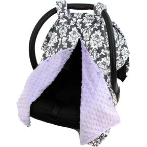 مظلة مقعد السيارة الفاخرة من Dear Baby Gear، طباعة مينكي مخصصة باللونين الرمادي والأبيض، لافندر مينكي دوت in Kuwait