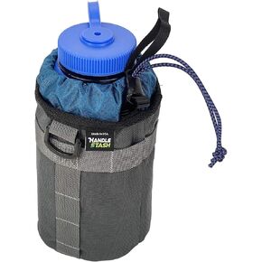 Stem Bag Insulated Water Bottle (Black & Grey) | Holds Ice for 7+ Hours | Water Resistant Holder with 2 Extra Long Buckle Straps & 1 Hook-and-Loop Strap | Bike Accessories | Made in USA