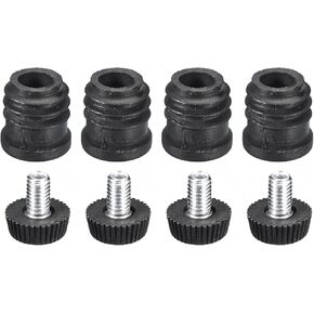 uxcell 12Pcs Inserts for Round Tubes with Leveling Feet, for 16mm/0.63" OD Round Tube, M6 Thread Black Plastic Furniture Chair Leg Plug Blanking End Caps Insert Plugs