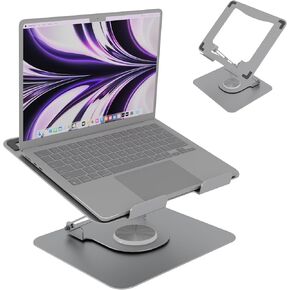 Adjustable Laptop Stand for Desk,Portable Laptop Holder with 360° Rotating Base,Ergonimic Foldable Laptop Riser, Compatible with MacBook Air/Pro,HP,Dell,Lenovo and All Laptops(10-17 inch),Black