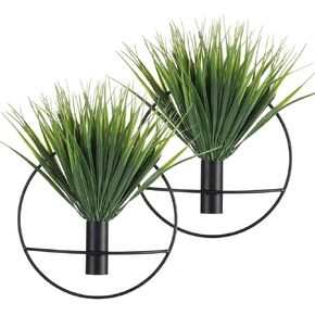 Angruimiy 2 Pieces Wall Decor Hanging Planters with Artificial Plants Wall Mounted Round Gold Metal Hanging Hoop for Wall Decor Modern Home Decor Display Wall Art Bedroom Bathroom Living Room Office