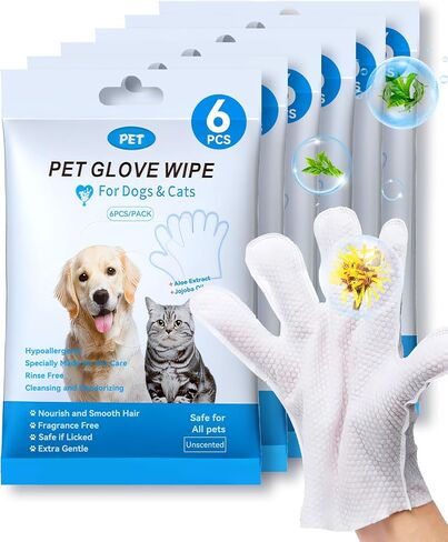 Cleaning Wipes Gloves for Dog and Cat,Pet Bathing Wipes Cleaning & Deodorizing,Dog Wipes for Body Paws Butt Daily Care,Cat Grooming Wipes Cleaning Fur Traveling Rinse Free,12PCS/2PACK in Saudi Arabia