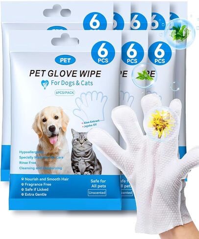 Cleaning Wipes Gloves for Dog and Cat,Pet Bathing Wipes Cleaning & Deodorizing,Dog Wipes for Body Paws Butt Daily Care,Cat Grooming Wipes Cleaning Fur Traveling Rinse Free,12PCS/2PACK in Saudi Arabia