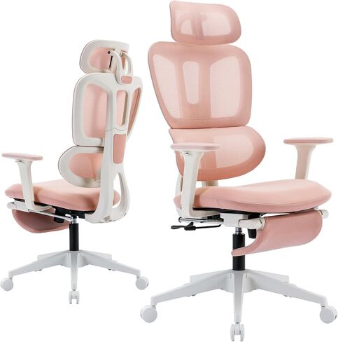 Big and Tall Mesh Office Chair with Footrest, Ergonomic Multifunctional Lumbar Support, Adjustable Armrests and Headrest, Ideal for Heavy People, Black in Saudi Arabia