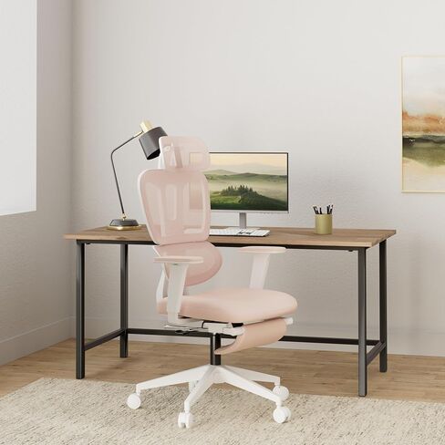Big and Tall Mesh Office Chair with Footrest, Ergonomic Multifunctional Lumbar Support, Adjustable Armrests and Headrest, Ideal for Heavy People, Black in Saudi Arabia
