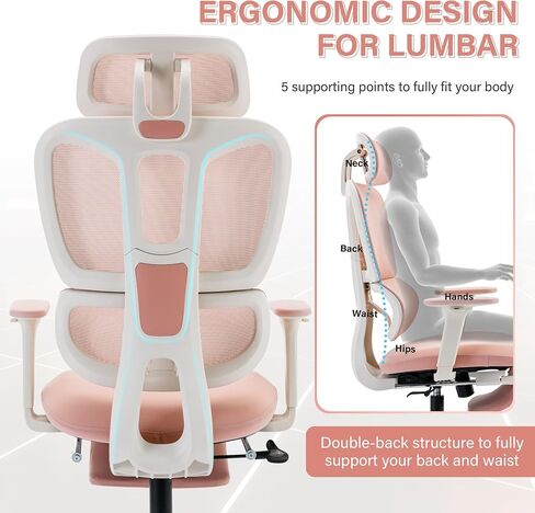 Big and Tall Mesh Office Chair with Footrest, Ergonomic Multifunctional Lumbar Support, Adjustable Armrests and Headrest, Ideal for Heavy People, Black in Saudi Arabia