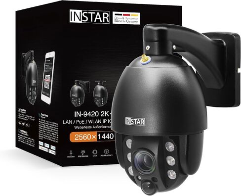 INSTAR IN-9420 2K+ أسود - كاميرا مراقبة LAN/PoE/WLAN مع AI - كاميرا IP - PIR - PTZ يمكن التحكم فيها - للاستخدام الداخلي والخارجي - الصوت - HomeKit - MQTT in Kuwait
